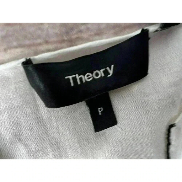 Theory White Black Cotton Lawn Jalinnie Popover Tunic Top Women Petite P - Picture 3 of 4